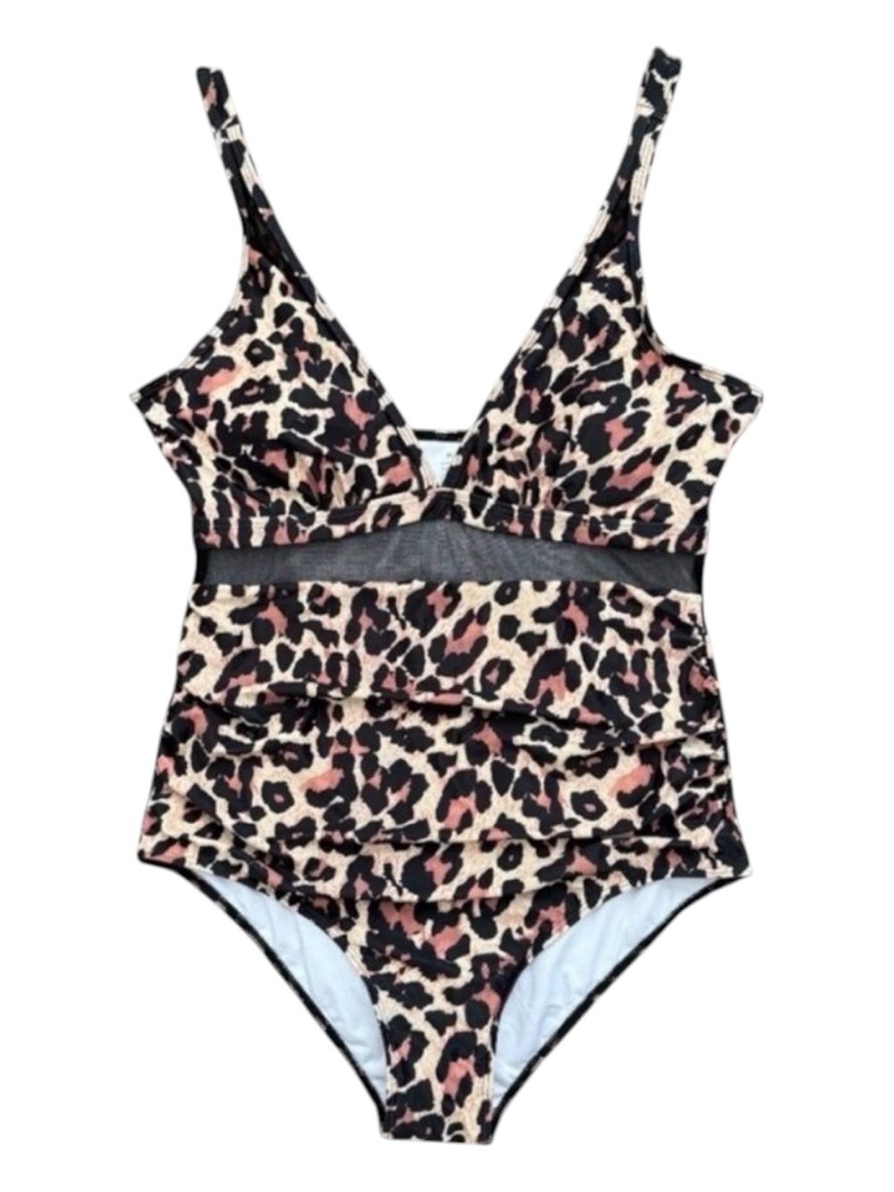 SUUKSESS Leopard Mesh Cutout One Piece Swimsuit XL NWT